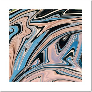 Wave Liquid marble paint pattern crosses Posters and Art